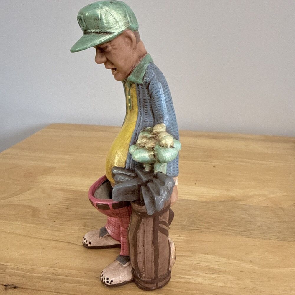 Golfer Old Man Planter 7.5” Potbelly Naughty Vintage 1980 Ceramic - Picture 3 of 9
